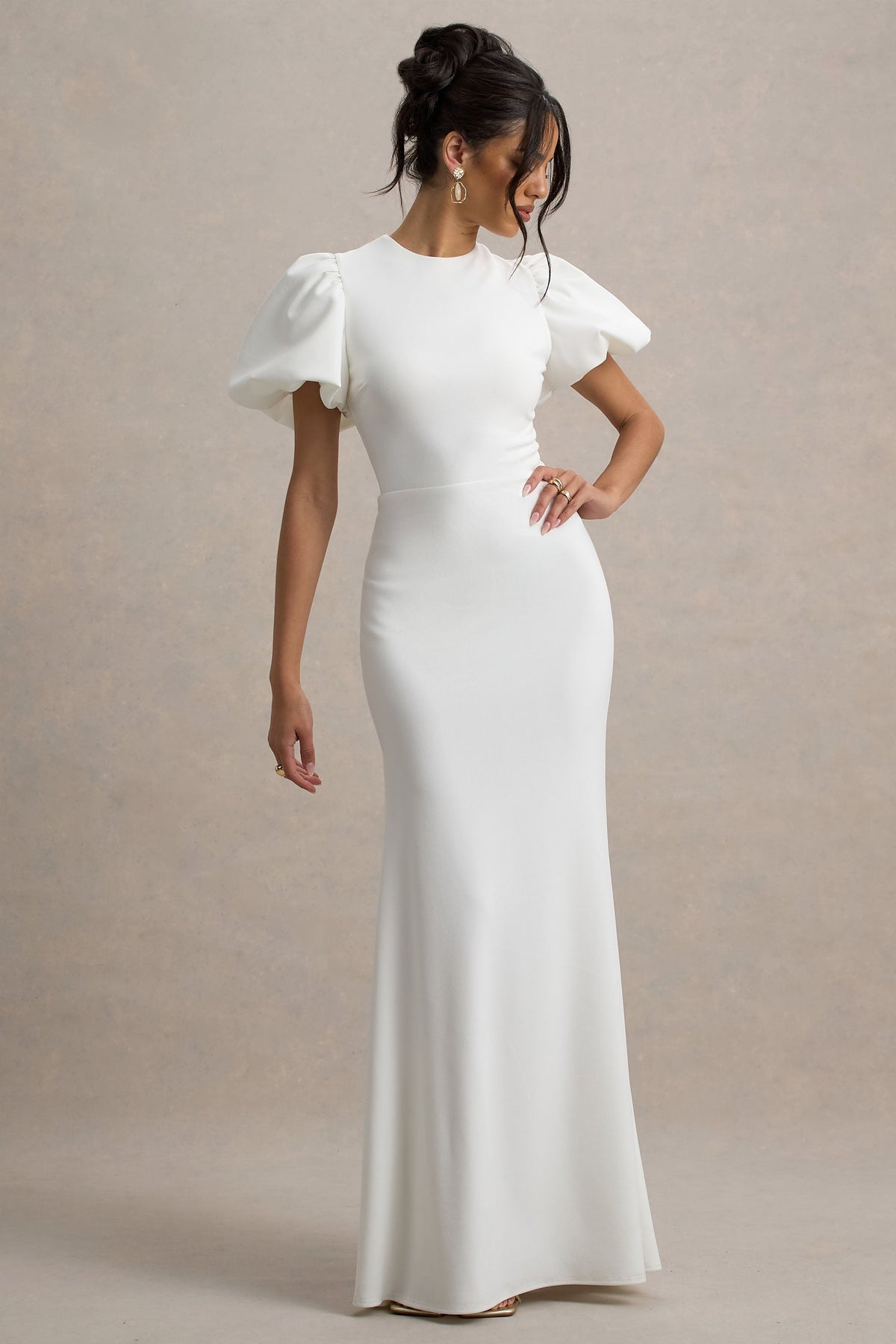 Love Letters | Weißes Maxikleid mit Puffärmeln